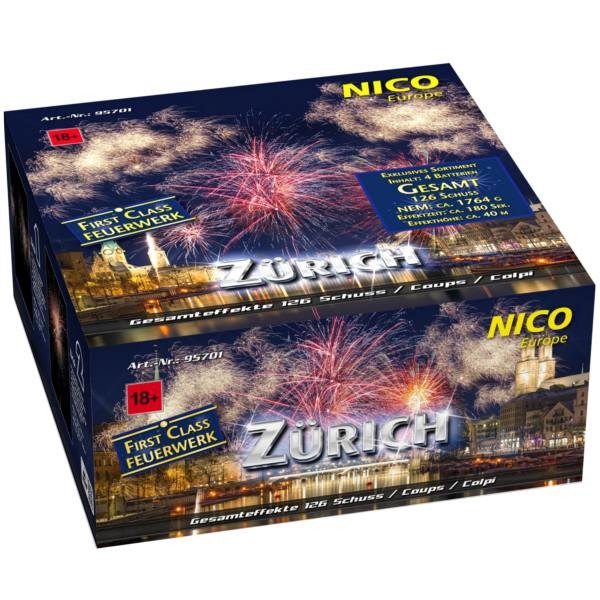 95701 Nico Batteriefeuerwerk Zürich, 126 Schuss Schweiz
