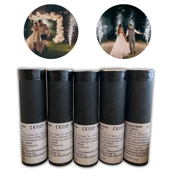 Bühnenfontäne Silber mit 60 Sekunden Brenndaer.